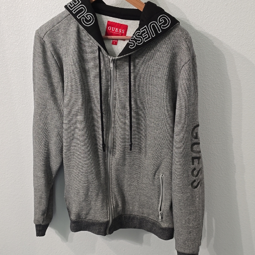 Guess Gray Zip Up Sweater